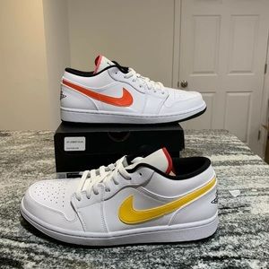 Nike Air Jordan 1 Low White Multi Color Swoosh